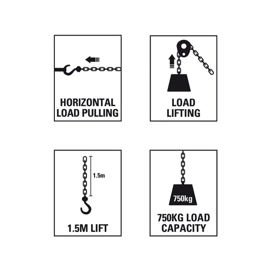 Gorilla Lever Block - 750kg - Steel - 1.5m Lift