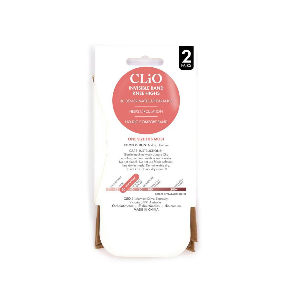 io Invisible Band Knee High 30d Natural One Size - 2 pack