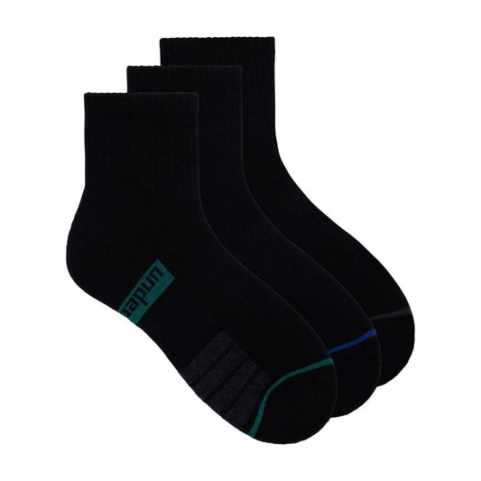 Underworks Mens Sports Quarter Crew White/black Size 5-8 Socks - 3 Pack