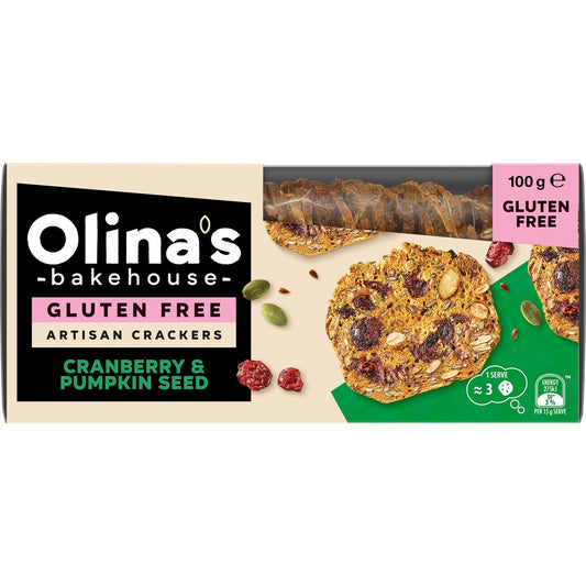 Olina's Bakehouse Gluten Free Cranberry Pumpkin Cracker 100g