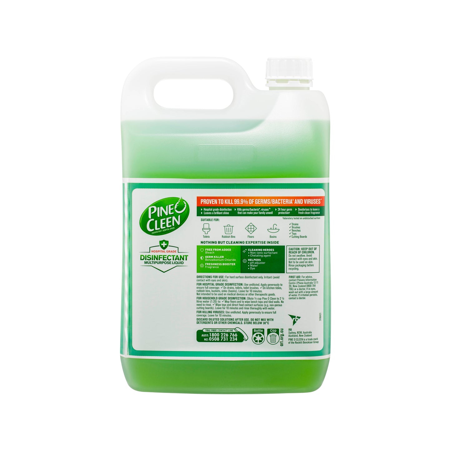 Pine O Cleen Eucalyptus Hospital Grade Multi-Purpose Disinfectant Liquid - 5L