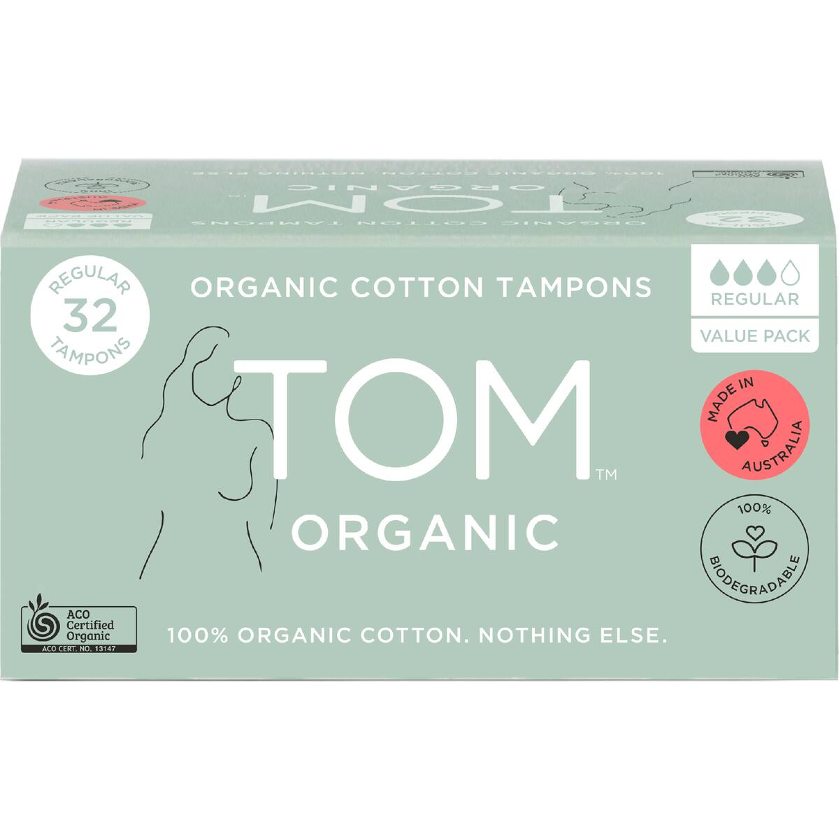 Tom Organic Bulk Tampons Regular 32 Pack