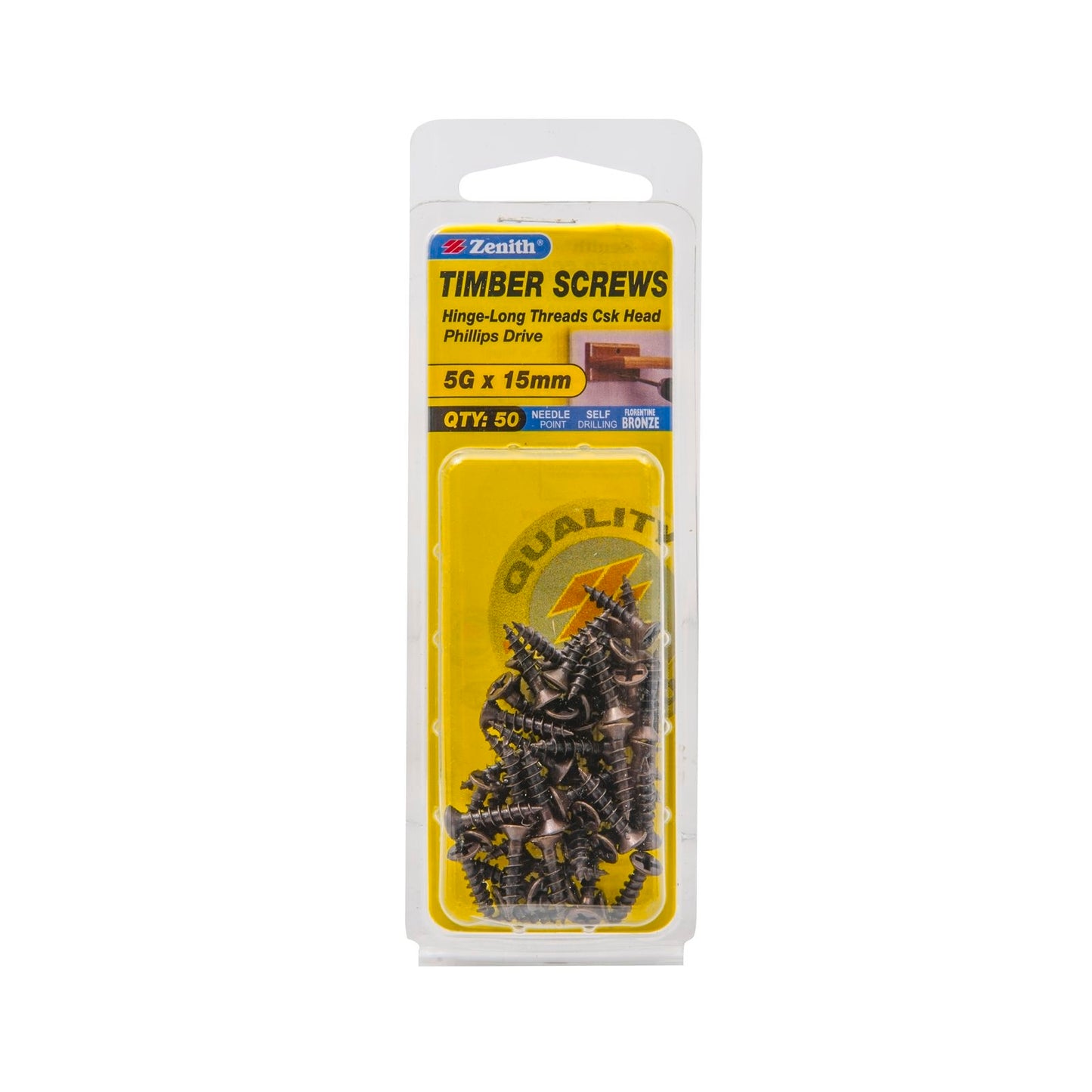 Zenith Timber Screws - 5g x 15mm - Florentine Bronze - 20 Pack