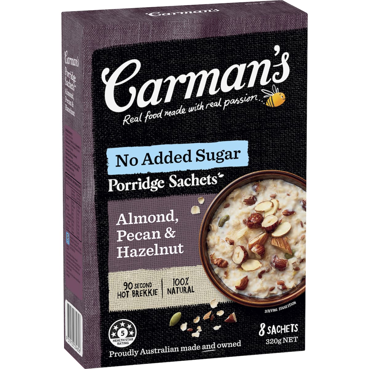 Carman's Porridge Sachets Almond Pecan & Hazelnut 8 Pack