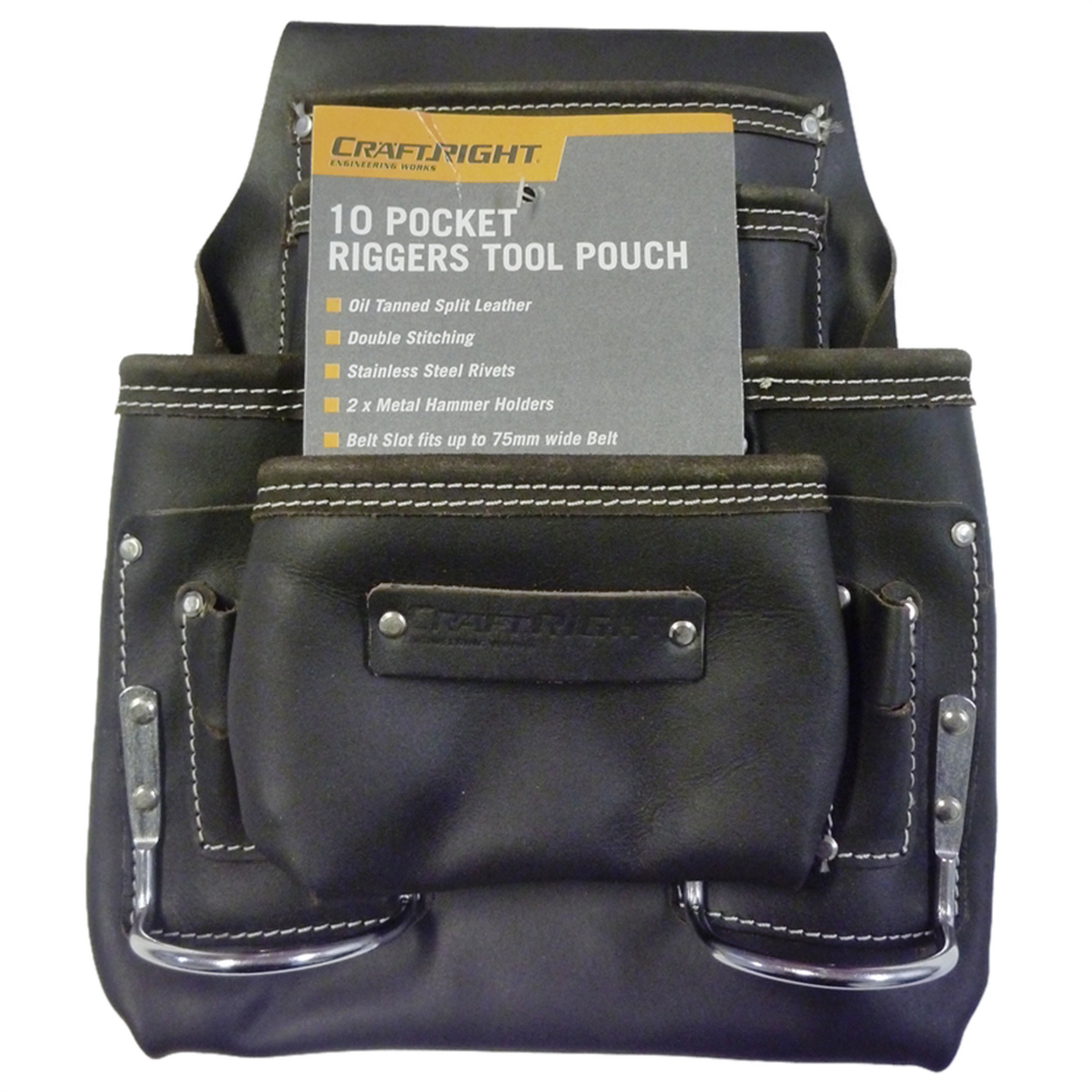 Craftright 10 Pocket Leather Riggers Tool Pouch Belt - 320mm
