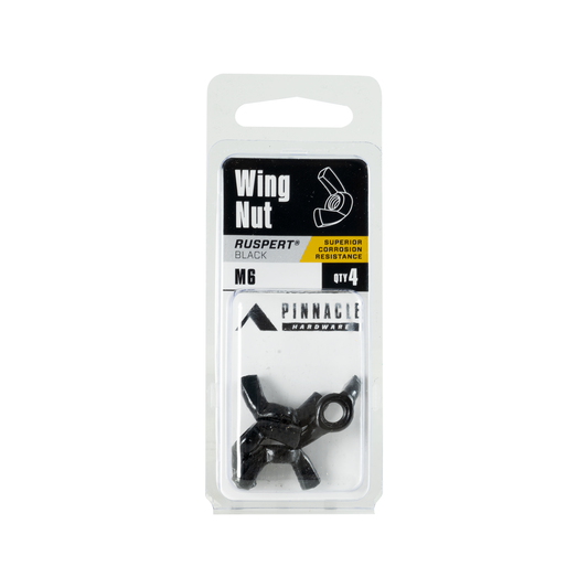 Pinnacle Black Ruspert Wing Nut - M6 - 4 Pack