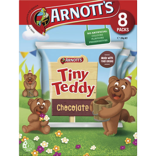 Arnotts Tiny Teddy Chocolate Multipack Biscuits 8 pack