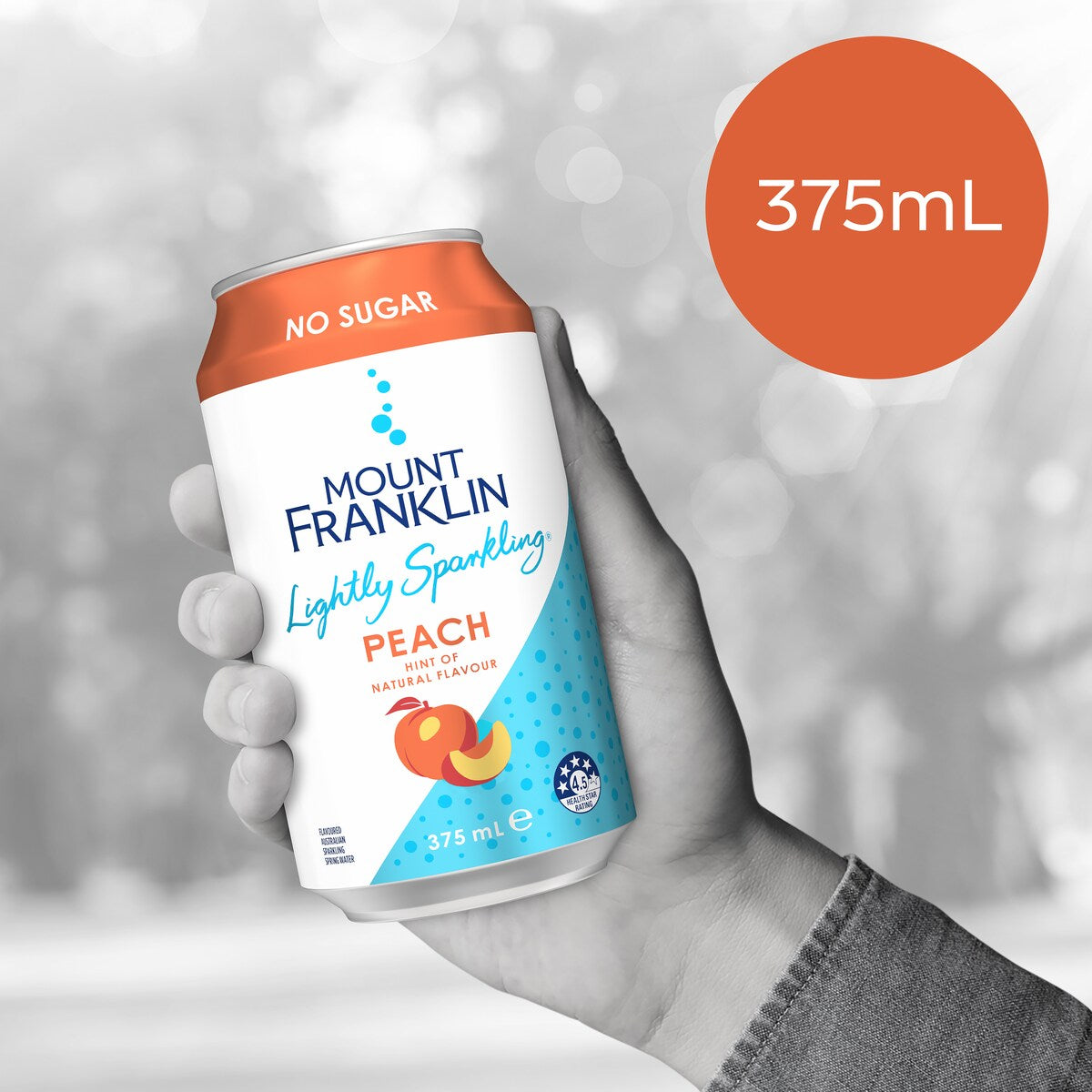 Mount Franklin Lightly Sparkling Peach Cans 375mL x 10 pack