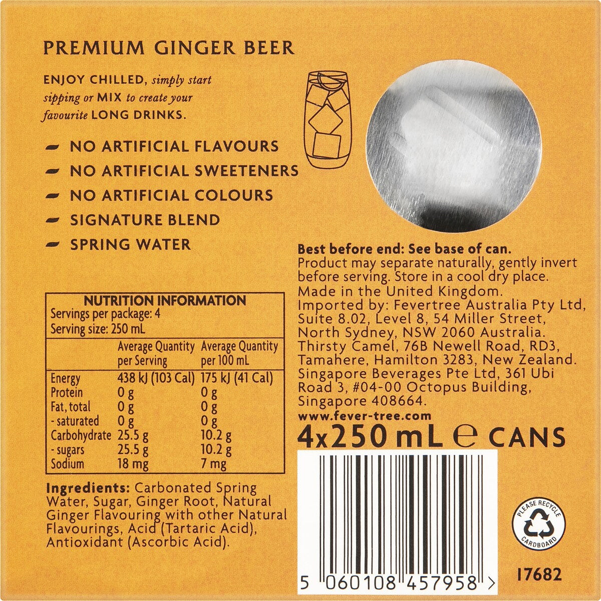 Fever-Tree Premium Ginger Beer 250mL x 4 pack