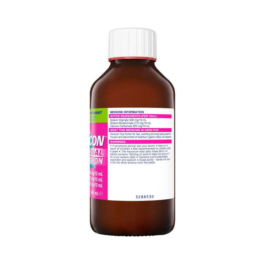 Gaviscon Dual Action Liquid Peppermint Heartburn and Indigestion Relief - 300mL