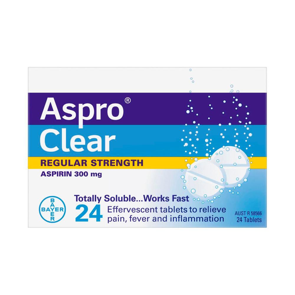 Aspro ear Pain Relief Aspirin 24 Soluble Effervescent Tablets - 1 Pack