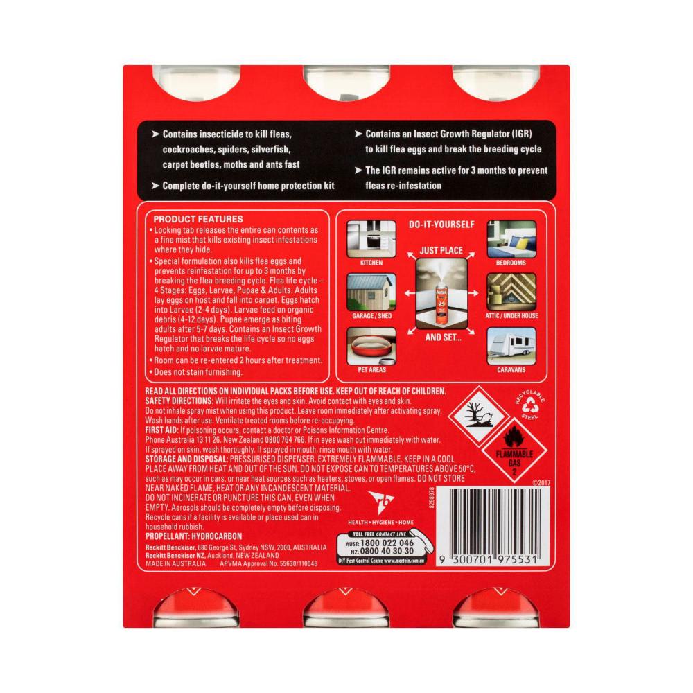 Mortein Kill & Protect Crawling Insect Control Bomb 125g - 3 Pack