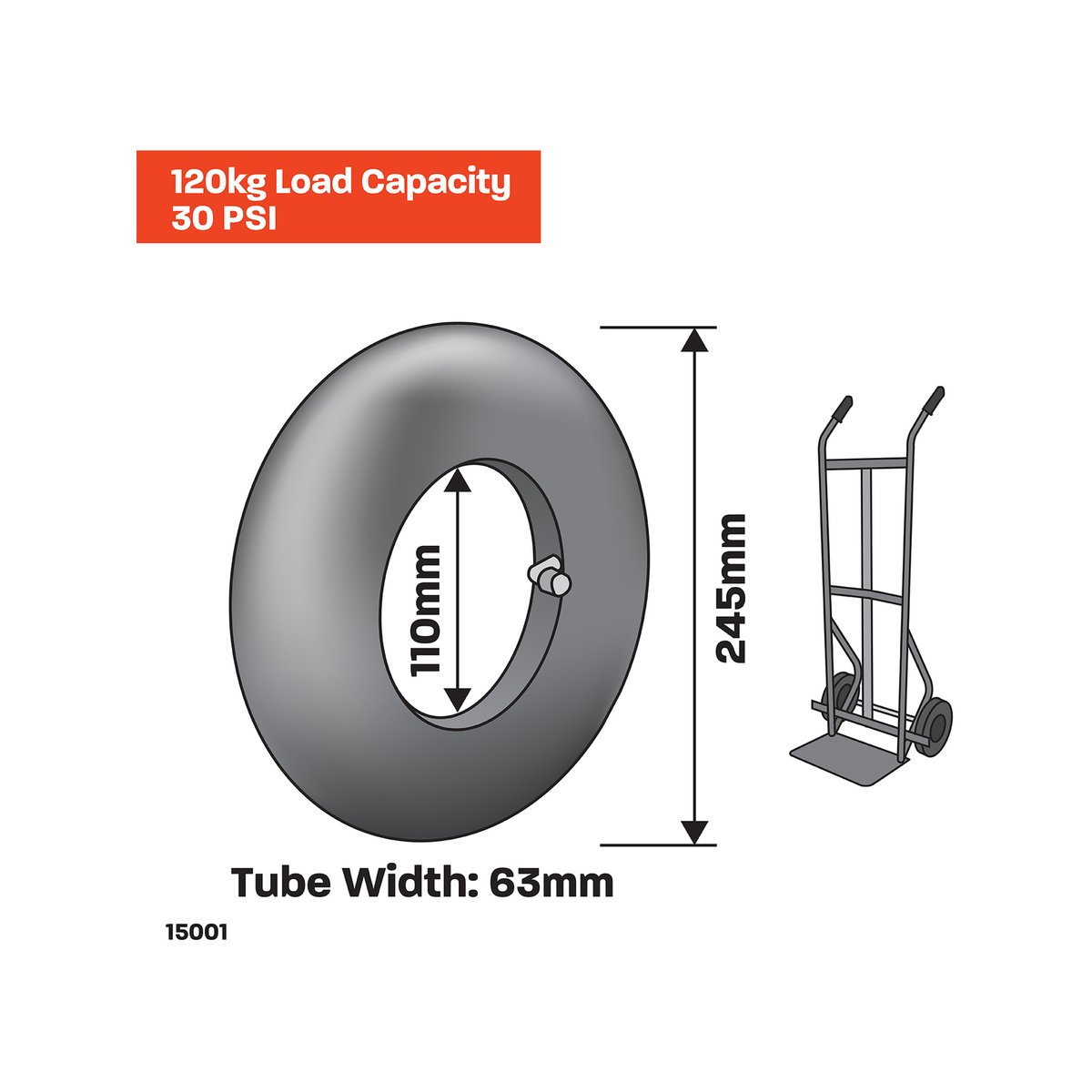 Move It 350 x 4 Replacement Inner Tube - Rubber - Easy To Install - Durable