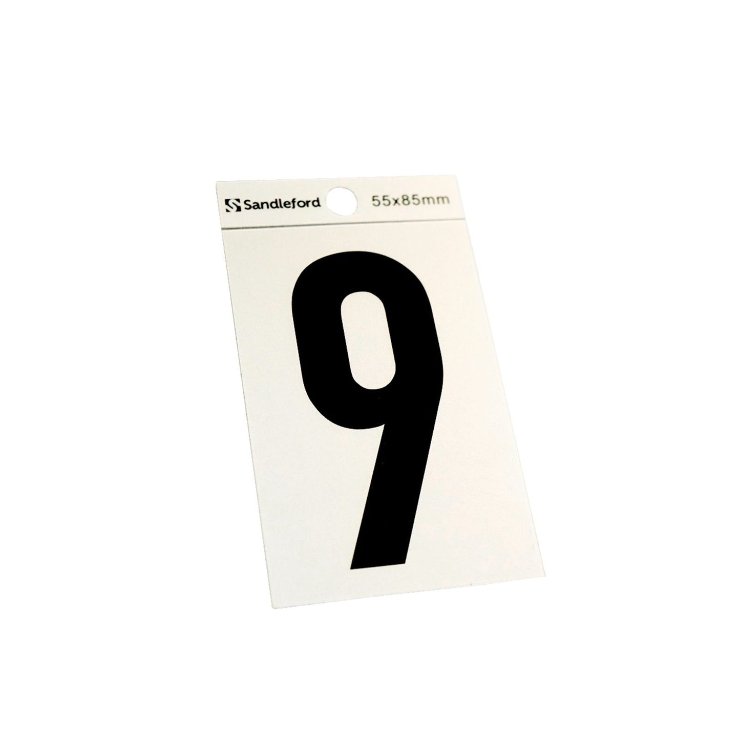 Sandleford Self Adhesive House Number 9 - 85mm - Silver/Black