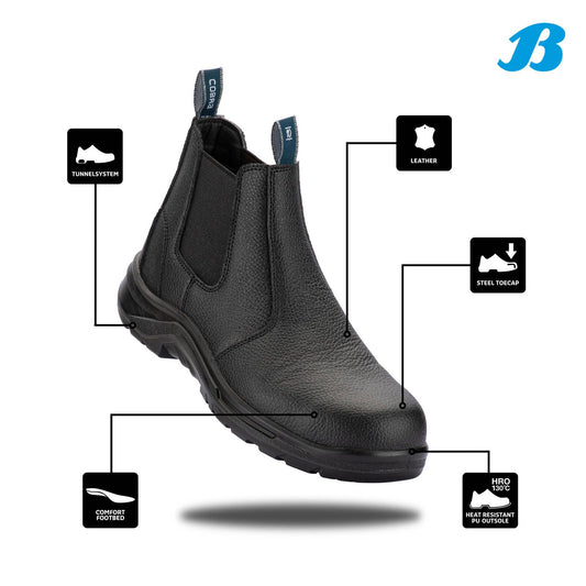 Bata Men's Black Cobra Pull On Safety Boot - UK Size 10