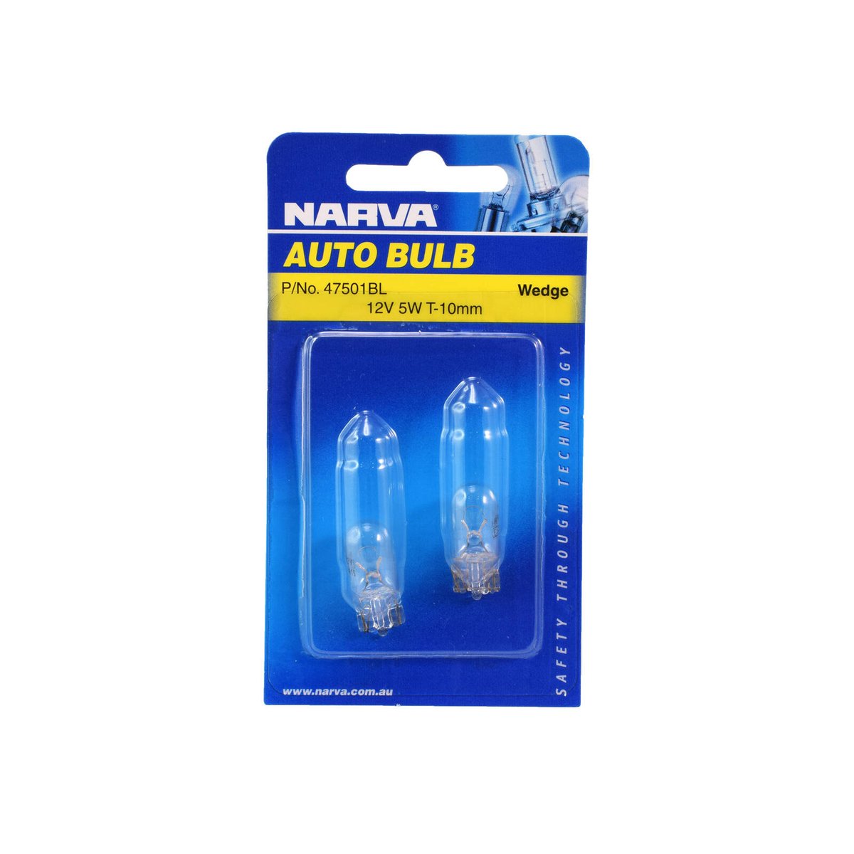 Narva Incandescent Wedge Globe - T10 - Glass - Long Lasting - 2 Pack