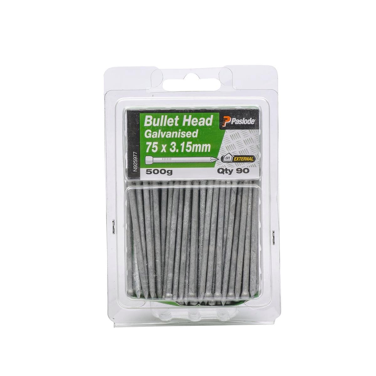 Paslode Bullet Head Nails 75mm 3.15mm Galvanised Steel 90 Pack