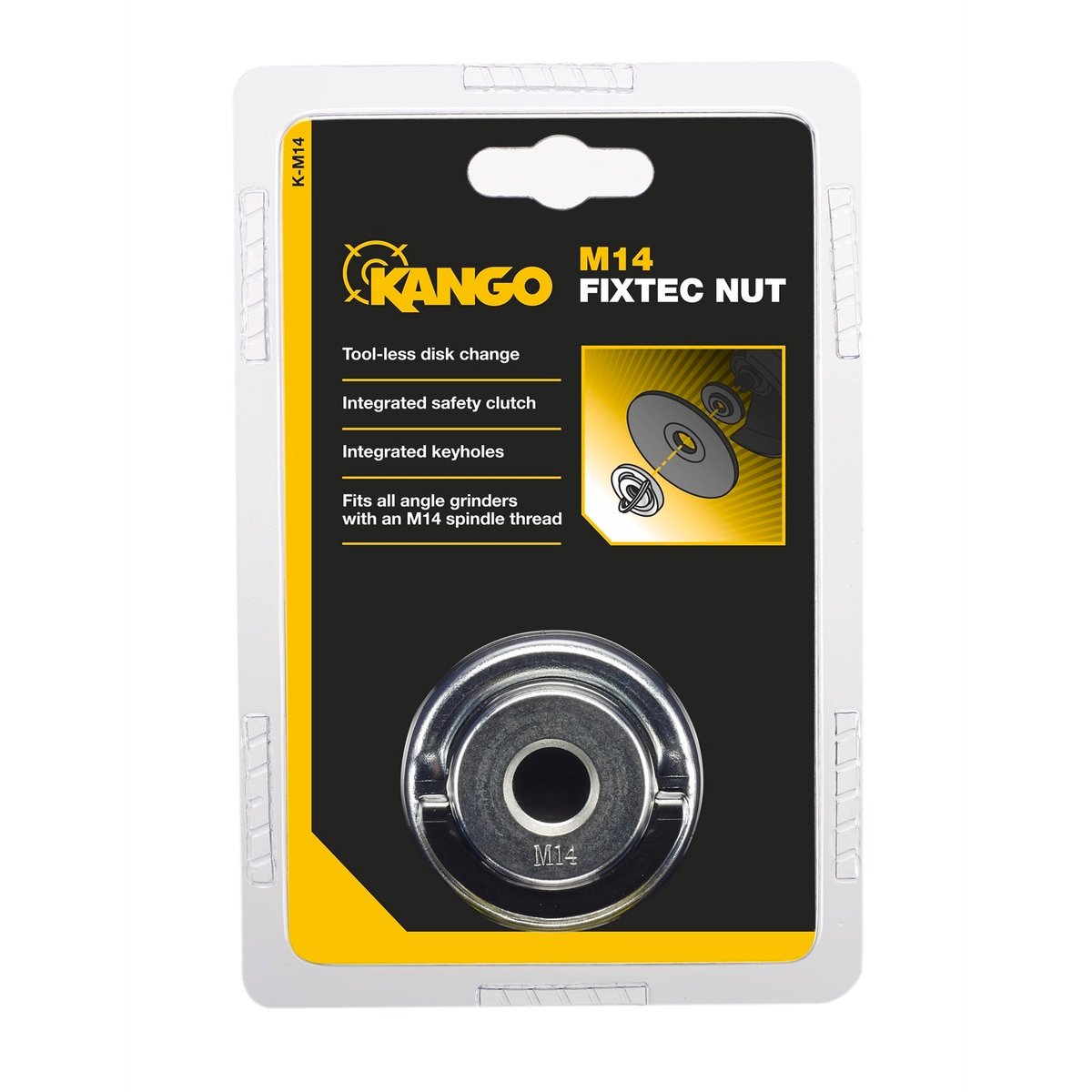 Kango M14 Fixtec Nut - Quick Disc Change Tool - 1 Pack - Steel - 8mm x 50mm x 50mm