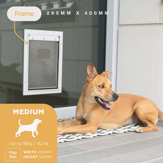 Hakuna Pets Medium Aluminium Pet Door 225mm W 305mm H Durable Design