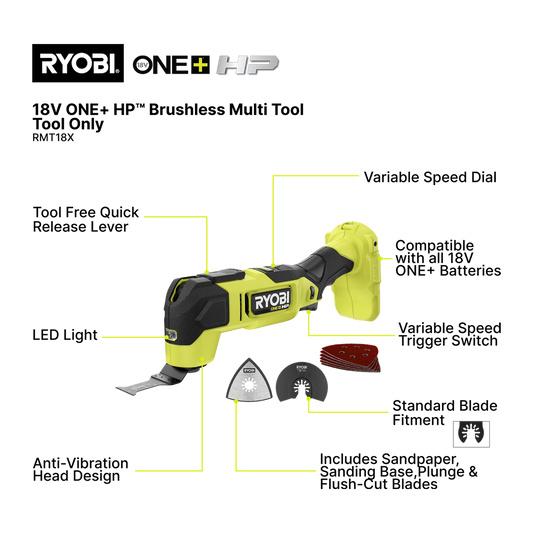 Ryobi ONE+ HP Brushless Multitool - Tool Only