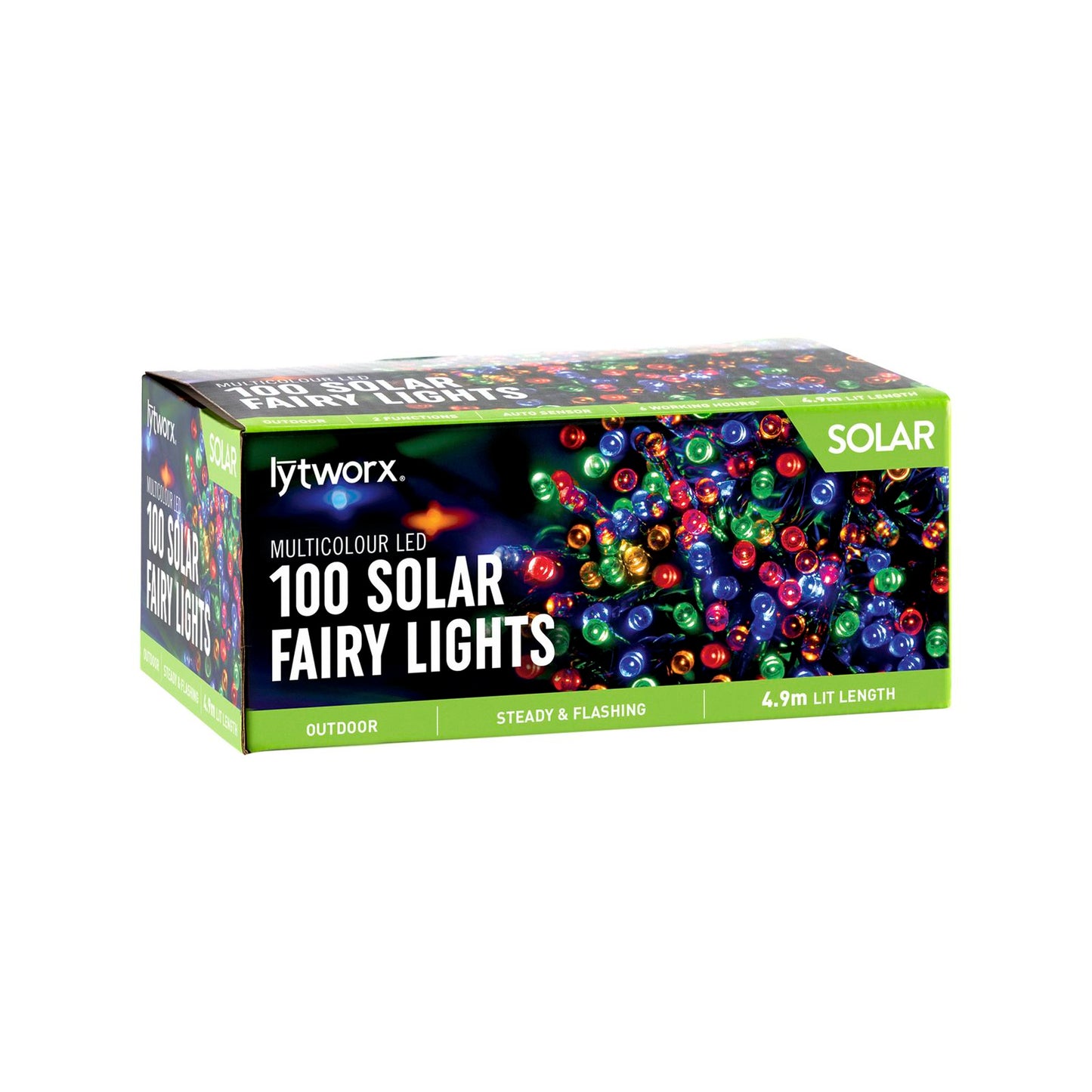 Lytworx Solar Fairy Lights - 4.9m - Multicolour - 100 Pack