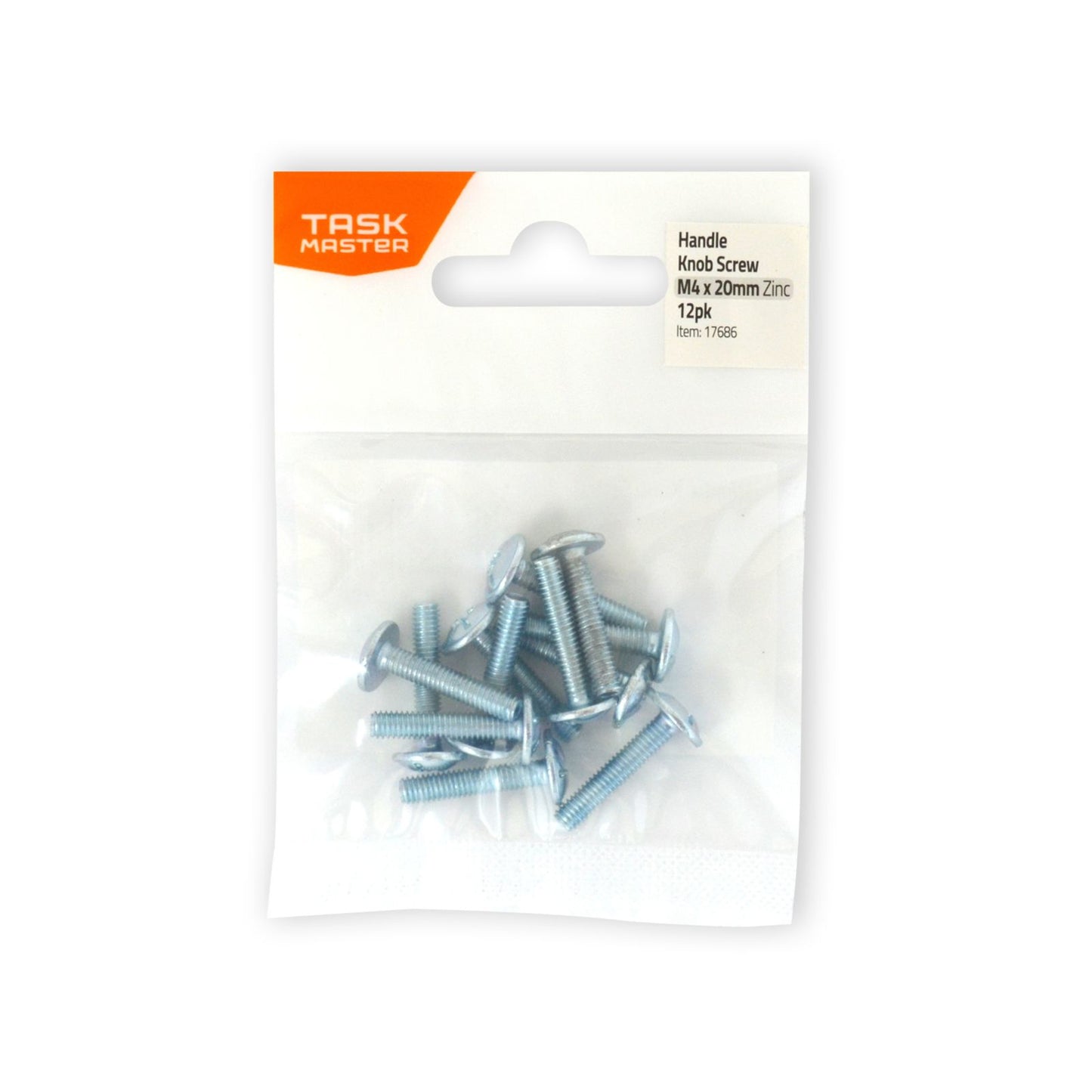 Taskmaster Zinc Plated Knob Handle Bolt - M4 x 20mm - 12 Pack