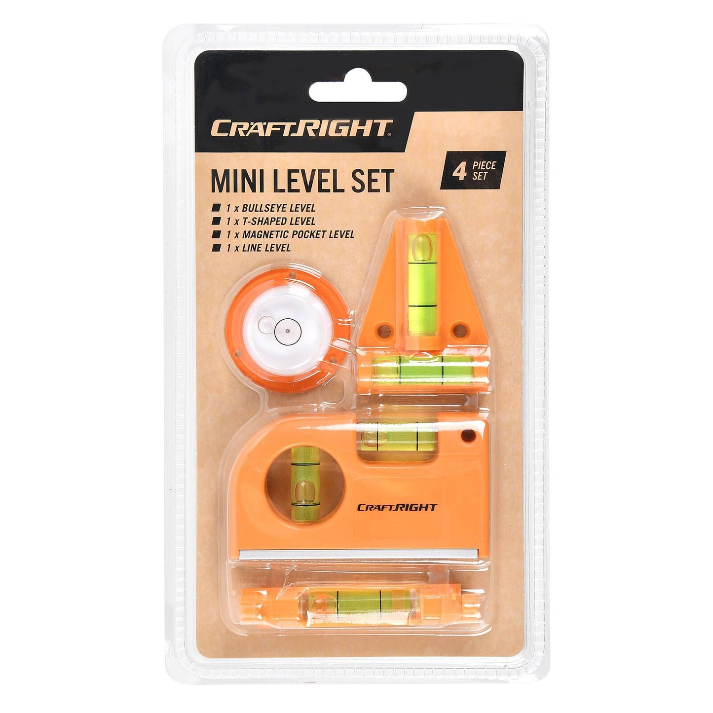 Craftright Mini Level Set - 4 Piece - 85 x 20 x 130mm