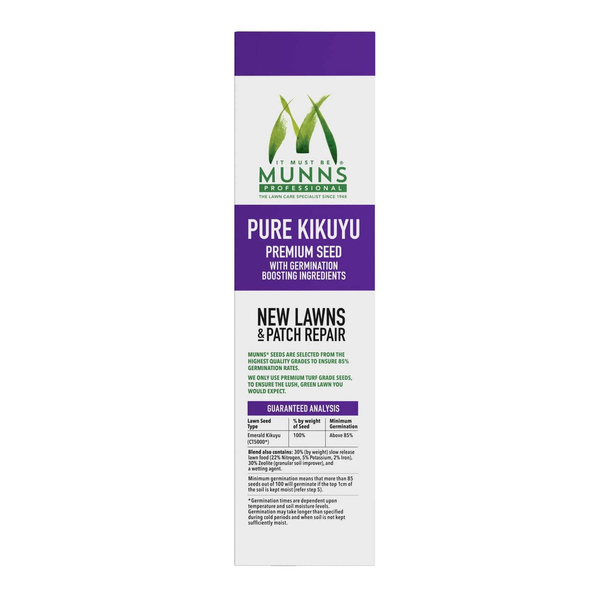 Munns Professional Lawn Seed - 500g - Emerald Kikuyu - Drought Tolerant