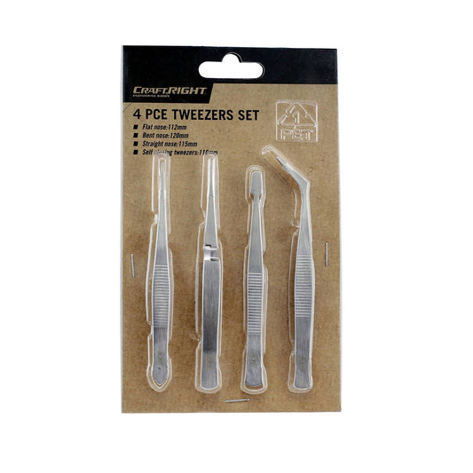 Craftright 4 Piece Tweezers Set