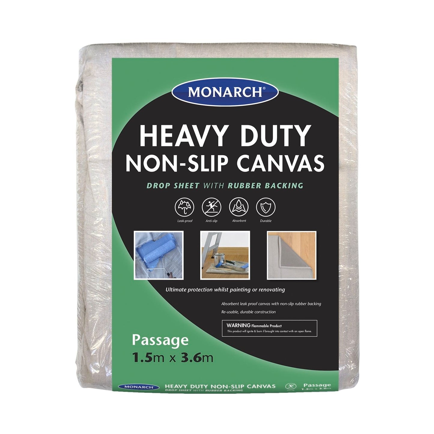 Monarch Non-Slip Canvas Drop Sheet - 1.5m x 3.6m