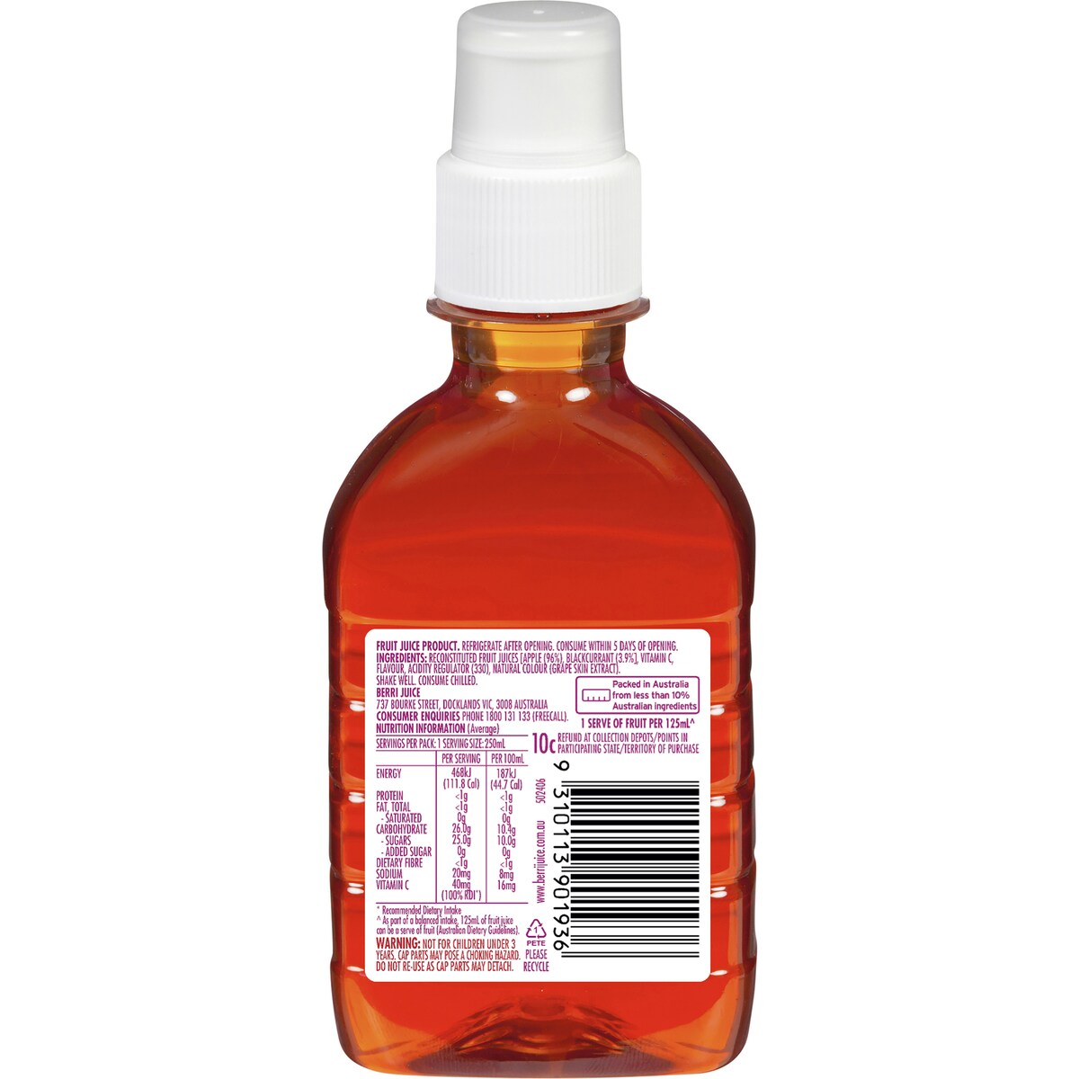 Berri Pop Tops Apple Blackcurrant Juice 250ml