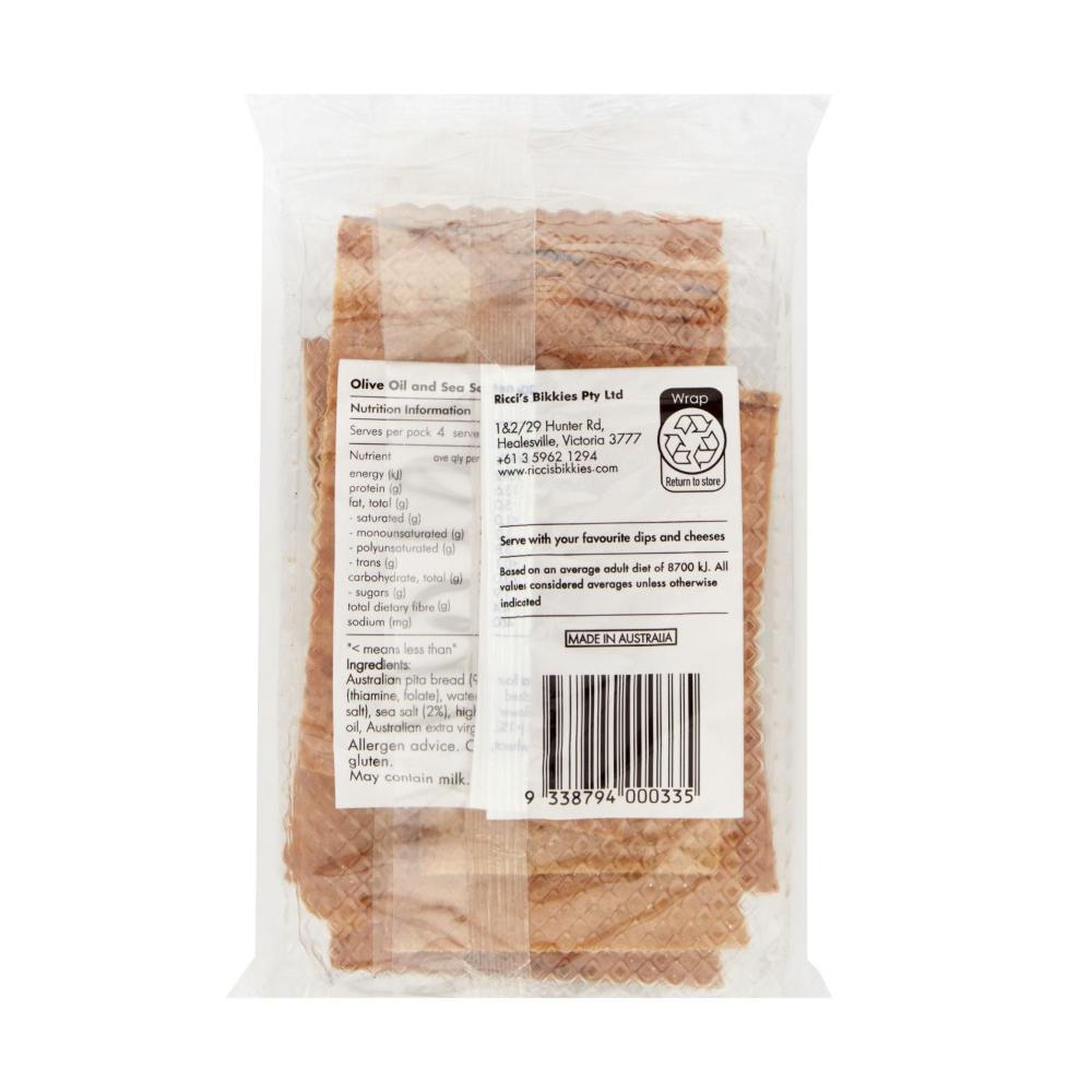Ricci's Bikkies Pita Crisp Olive Oil & Sea Salt - 120g