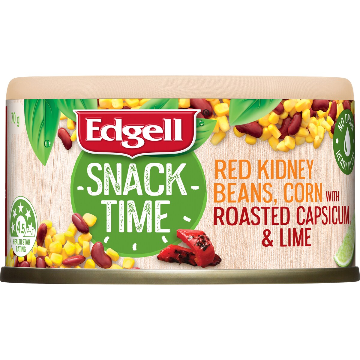 Edgell Snack Time Red Kidney Beans Corn With Capsicum & Lime 70g