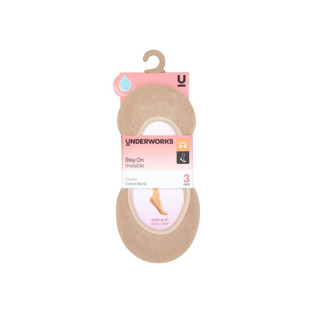 Underworks Invisible Footlet Nude 5-8/9-11 3 Pack
