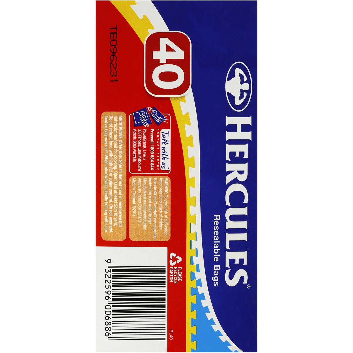 Hercules Twin Zip Resealable Storage Bags Large 40 pack