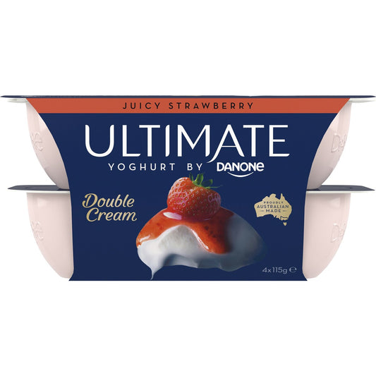 Ultimate Danone Double Cream Yoghurt Strawberry 115g X 4 Pack