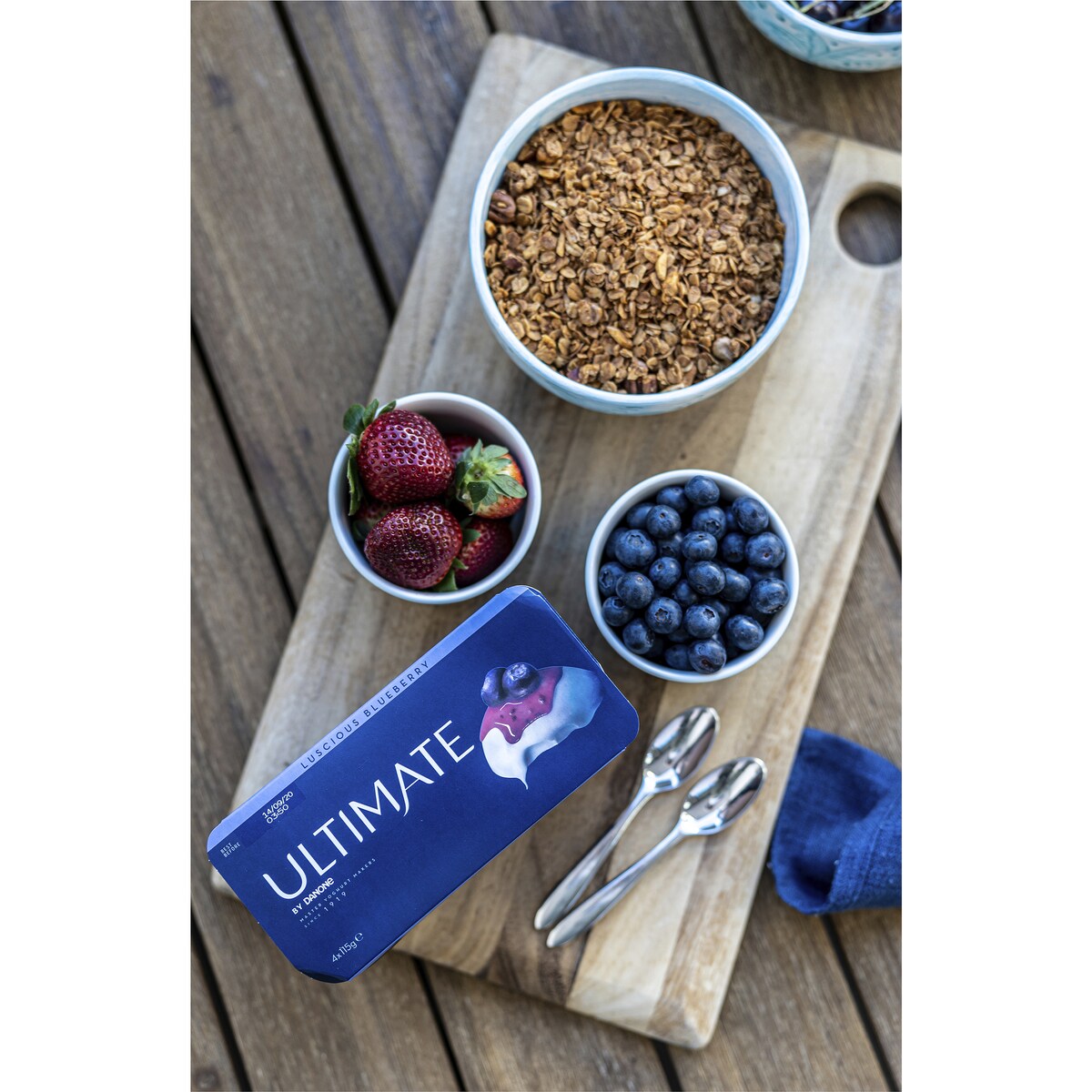 Ultimate Danone Double Cream Yoghurt Blueberry 115g X 4 Pack