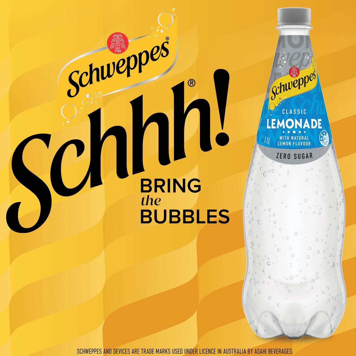 Schweppes Zero Sugar Lemonade Soft Drink Bottle 1.1L