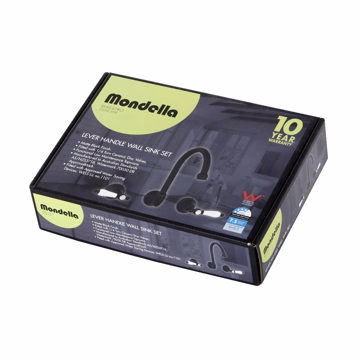 Mondella Wall Sink Set - 7.5L - Brass - Matte Black - Low Maintenance