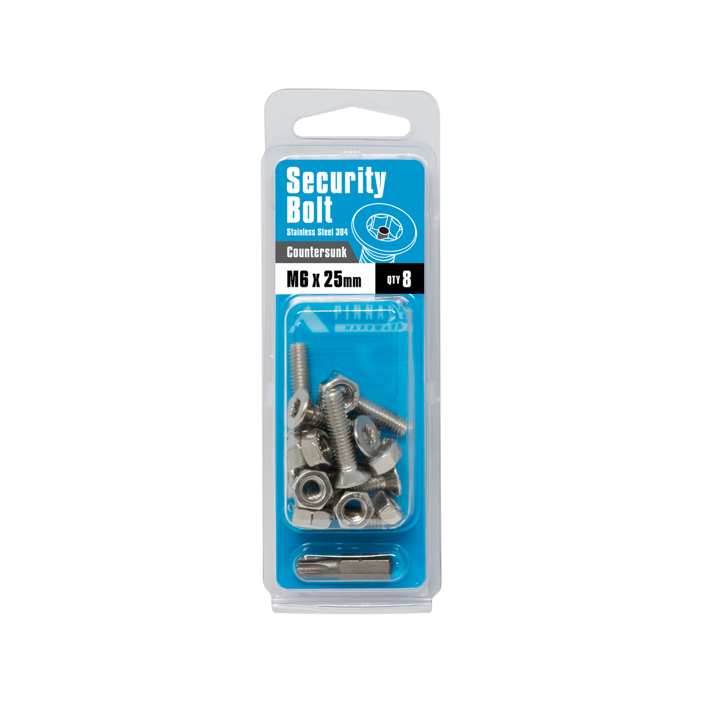 Pinnacle M6 x 25mm Stainless Steel Security Bolts - 8 Pack