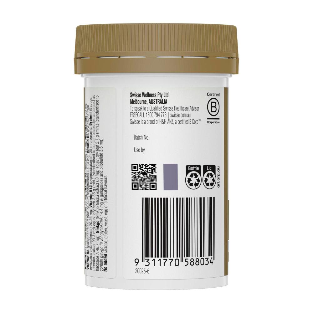Swisse Ultiboost Memory & Focus Supports Brain Function and Stress Response 50 Tablets - 50 pack