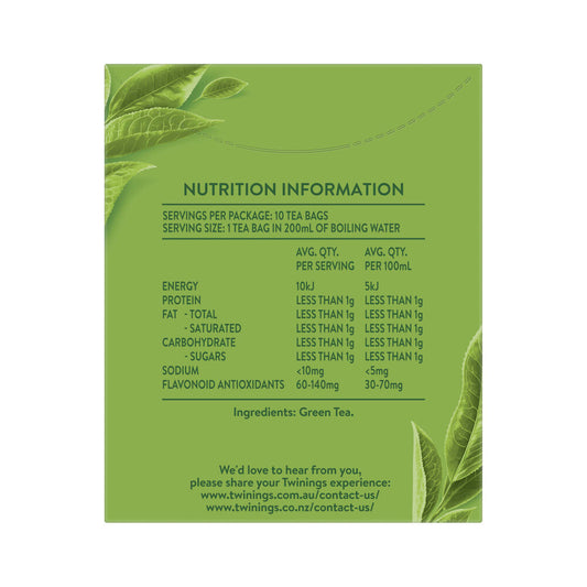 Twinings Pure Green Tea Bags 10 Pack - 15g
