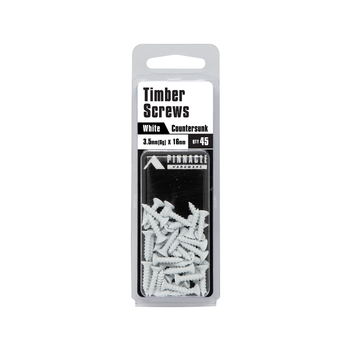 Pinnacle Countersunk Timber Screw - 3.5 x 16mm - White - 45 Pack