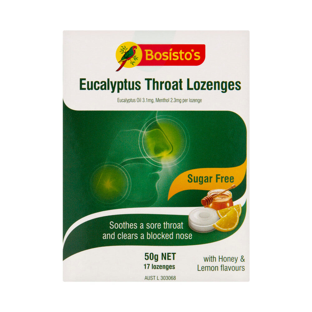 Bosisto's Eucalyptus Throat Lozenges Sugar Free - 17 pack