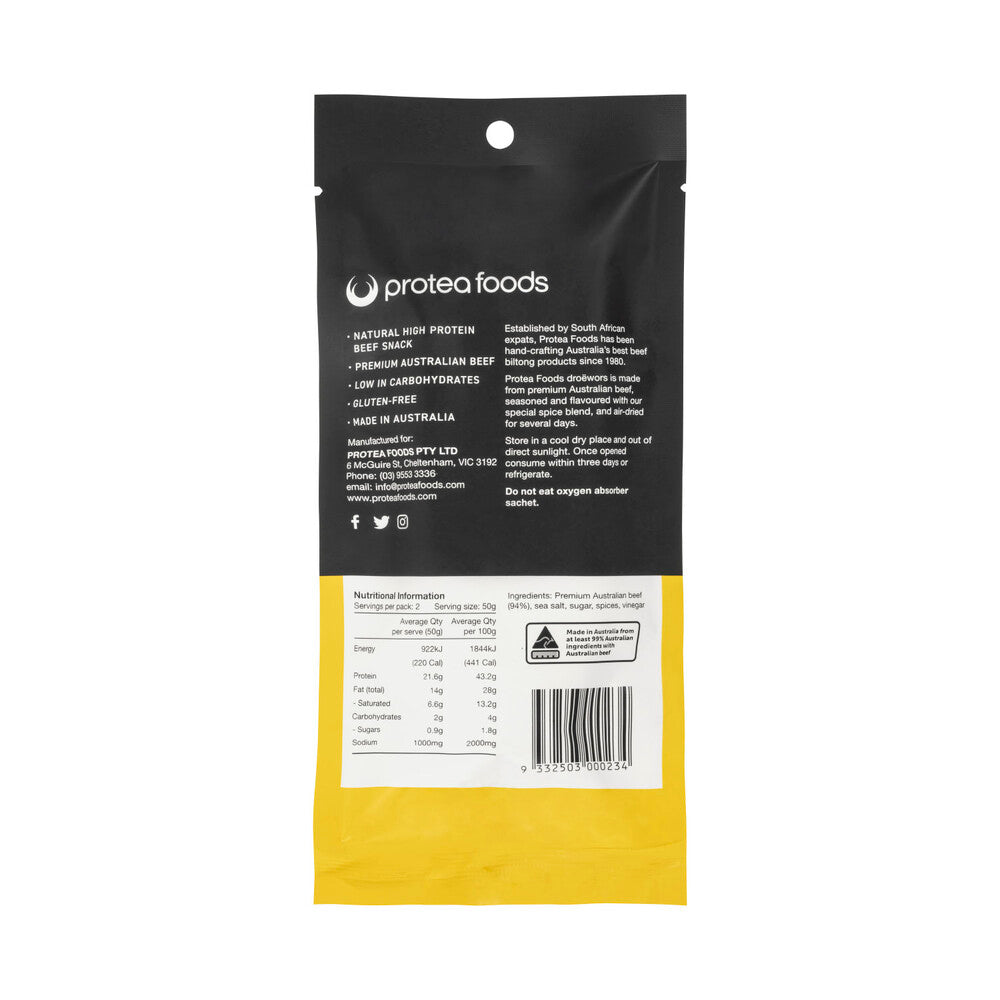 Protea Foods Lekker Traditional Droewors - 100g