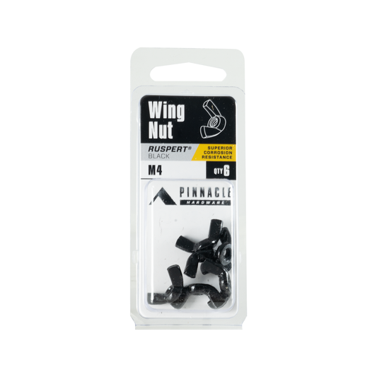 Pinnacle Black Ruspert Wing Nut - M4 - 6 Pack