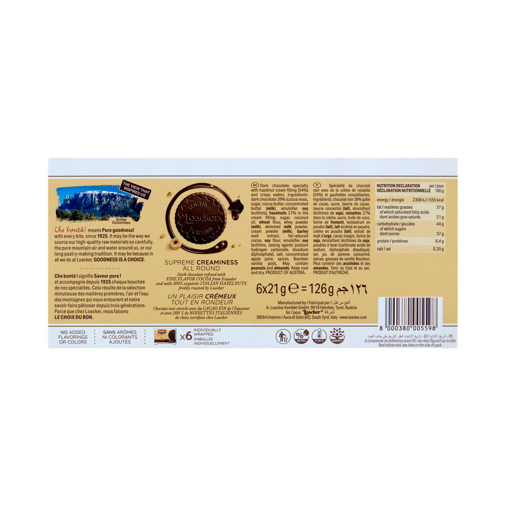 Loacker Gran Pasticceria Tortina Biscuit Dark Chocolate - 126g