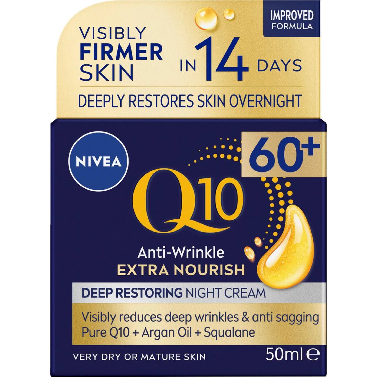Nivea Q10 Anti Wrinkle Mature Night Cream Face Moisturiser 50ml