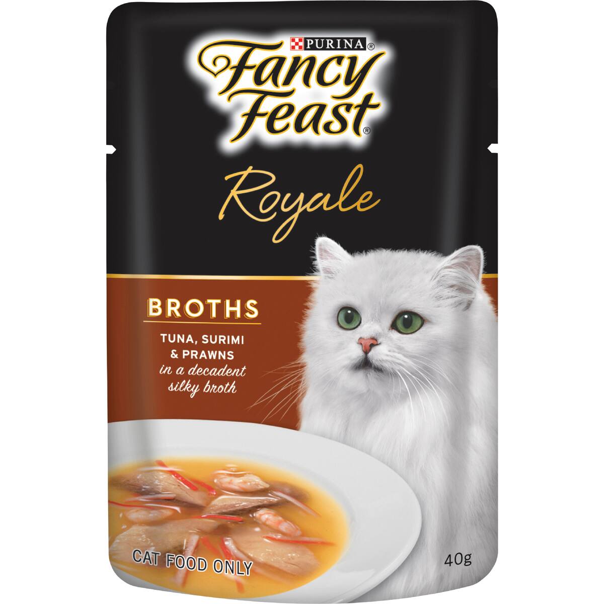 Fancy Feast Adult Royale Broths Tuna Surimi & Prawns Wet Cat Food 40g