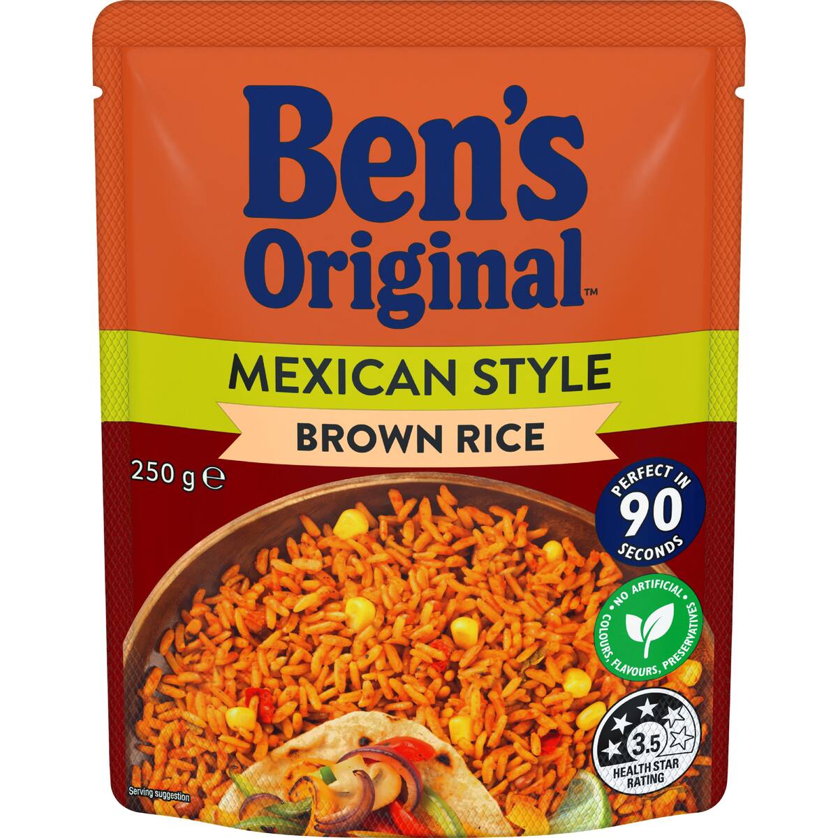 Ben's Original Brown Mexican Style Microwave Rice Pouch 250g
